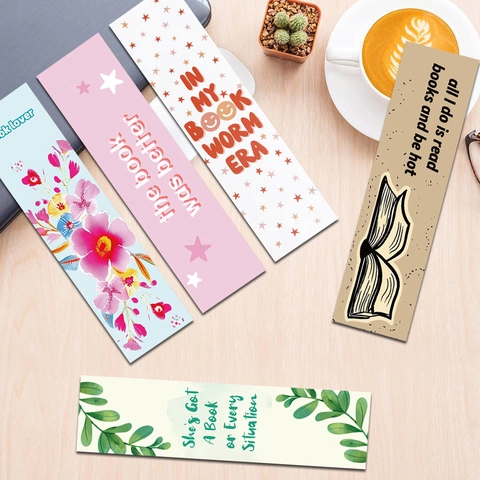 Künstlerische Karton Lesezeichen Ästhetische Buchclips Mit Englischen Zitaten Blumen Illustration Schreibwaren Geschenk