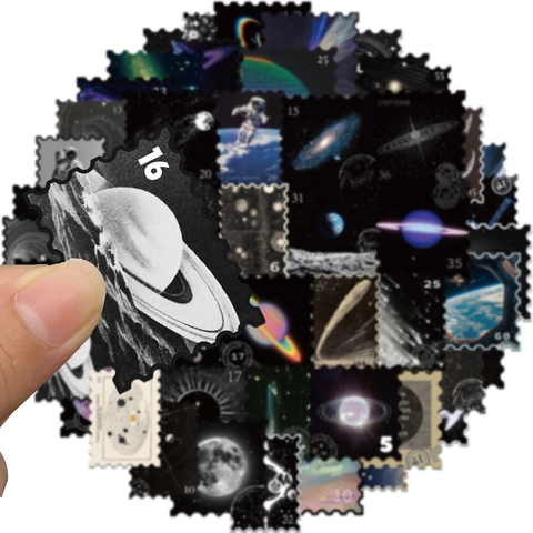 Retro Universe Space Astronaut Stamp Style Stickers Waterproof PVC Decals For DIY Journal Laptop Suitcase Notebook Decoration
