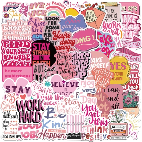 Rosa Frasi Ispiratrici Adesivi Impermeabili PVC Graffiti Decalcomanie per Laptop Custodia Telefono Taccuino Scrapbooking Donna