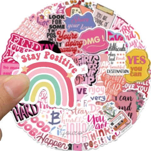 Rosa Frasi Ispiratrici Adesivi Impermeabili PVC Graffiti Decalcomanie per Laptop Custodia Telefono Taccuino Scrapbooking Donna