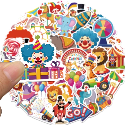 Carnival Circus Theme Cartoon Graffiti Stickers Waterproof PVC Decals For Laptop Luggage Water Bottle DIY Decoration