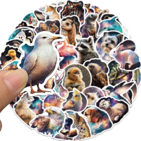 Pegatinas de Animales de Galaxia Estrellada de Ensueño Impermeables para Computadora Portátil Refrigerador Equipaje Decorativas de PVC Graffiti Art