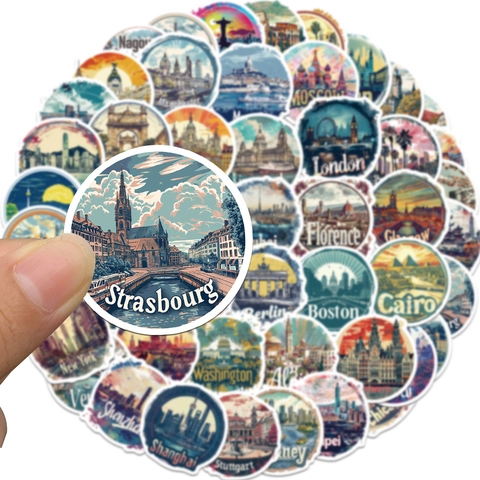 Vintage Wereldreis Bezienswaardigheden Waterdichte PVC Stickers Voor Koffer Laptop Gitaar Waterfles Decoratieve Stickers