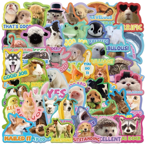 Adesivi Motivazionali Animali Cartoni Animati per Bambini Studenti PVC Impermeabile Adesivi di Lode per Aula Scolastica Decalcomanie