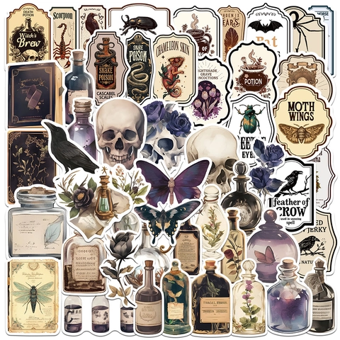 Gothic Dark Academia Ästhetik Aufkleber Retro Mystische Okkulte Dekore Für Scrapbooking Journaling Laptop Kühlschrank PVC Wasserfeste Aufkleber