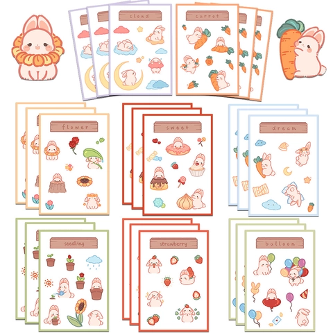 Kawaii Cartoon Bunny Cheese Stickers Original Colorful Animal DIY Scrapbooking Phone Case Decoration Journal Decorative Stickers