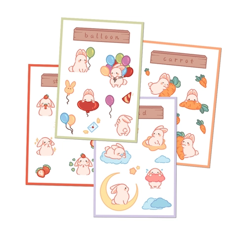 Kawaii Cartoon Bunny Cheese Stickers Original Colorful Animal DIY Scrapbooking Phone Case Decoration Journal Decorative Stickers