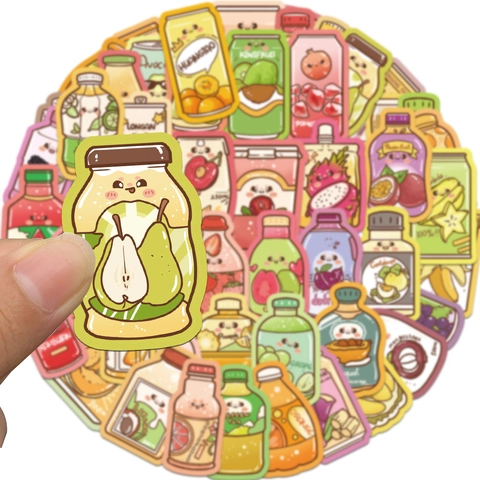 Kawaii Cartoon Summer Drink Bottle Stickers Waterproof PVC Fruit Decals For Luggage Phone Laptop Handbook Stationery Decoration