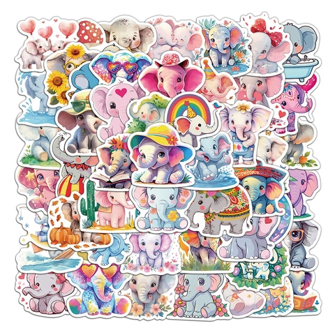 Niedliche Cartoon Elefanten Familie Aufkleber DIY Graffiti Wasserdicht PVC Decals Für Laptop Wasserflasche Kinder Schreibwaren