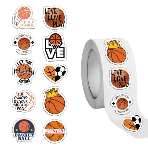 Autocollants en Papier Washi Thème Basketball Dessin Animé Motifs Sportifs Imperméables pour Décoration DIY Ordinateur Gourde