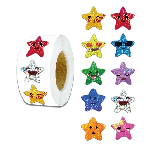 Χαριτωμένα Αυτοκόλλητα Emoji Αστέρι Καρτούν Γκλίτερ Λέιζερ Χαρτί Washi Για Scrapbooking DIY Συσκευασία Δώρου Διακόσμηση