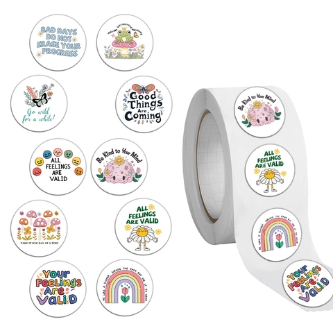 500 Stück Rolle Psychische Gesundheit Aufkleber Washi Papier Wasserdicht Motivierende Englische Zitate Für DIY Scrapbooking
