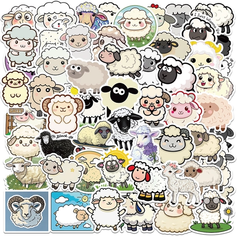 Simpatici Adesivi in PVC a Forma di Pecora Cartoon Impermeabile Adesivi Animali per DIY Journal Laptop Custodia Telefono Bambini