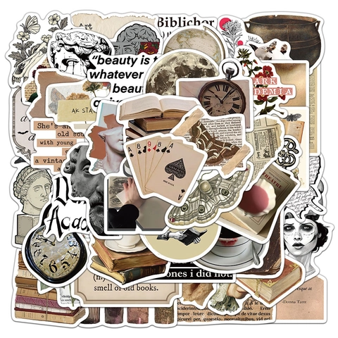 Adesivi Estetici Vintage Dark Academia Decalcomanie in PVC Impermeabile Per Scrapbooking Journaling Laptop Bagagli Custodia Telefono