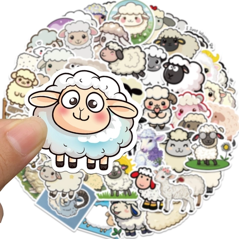 Simpatici Adesivi in PVC a Forma di Pecora Cartoon Impermeabile Adesivi Animali per DIY Journal Laptop Custodia Telefono Bambini
