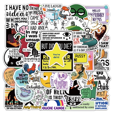 50 Stück Sarkastische Zitate Aufkleber Wasserdichte PVC Meme Decals Für Laptop Handyhülle Wasserflasche Lustige Cartoon Graffiti Sticker