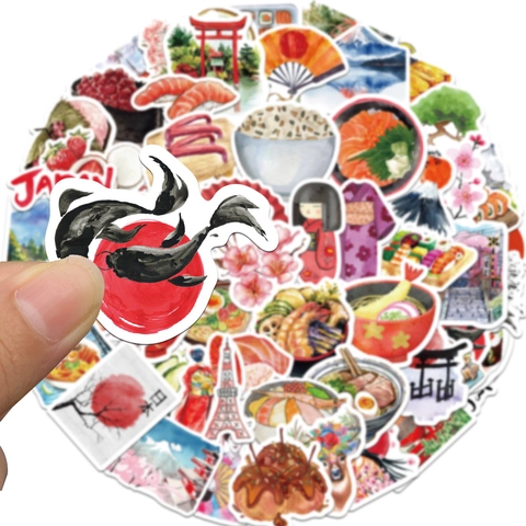 Aquarell Japanische Reise Aufkleber Wasserdicht PVC Decals Für Gepäck Handyhülle Laptop Scrapbooking Material DIY Deko