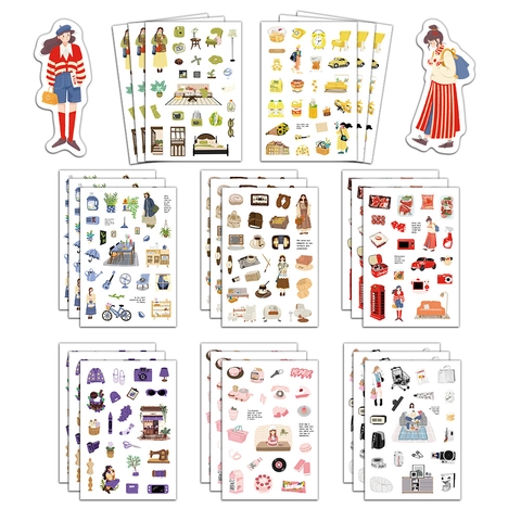 8 Fogli Simpatici Adesivi Vita Fine Settimana PVC Impermeabile Stile Ins Adesivi Decorativi Per Fai Da Te Scrapbooking Diario Agenda
