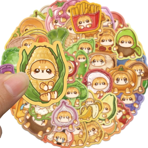 Cartoon Katzenfutter Aufkleber Wasserdicht PVC Vinyl Decals Für Laptop Handy Skateboard Gitarre Koffer Kinder DIY Deko Aufkleber