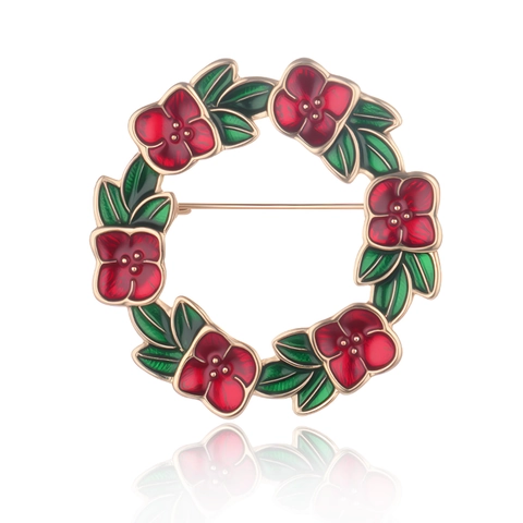 Vintage Alloy Enamel Flower Wreath Brooch Elegant Floral Garland Pin For Women Suit Coat Dress Jewelry Accessory