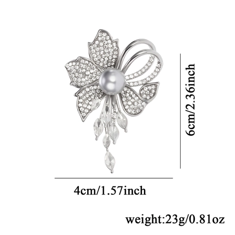 Elegante Spilla a Fiore in Lega di Zinco Con Perla Artificiale e Strass Intarsiati Gioielli Spilla Corsage Vintage da Donna