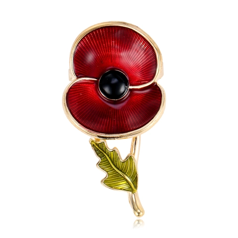 Rote Mohnblume Emaille Brosche Legierung Floral Pin Abzeichen Für Anzug Mantel Unisex Dekorativ Mode Schmuck Geschenk