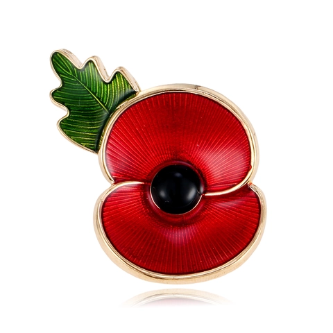 Spilla Vintage in Lega di Smalto Papavero per Donna Uomo Rosso Verde Floreale Spilla Commemorativa Distintivo per Giacca da Abito Gioielli di Moda Regalo