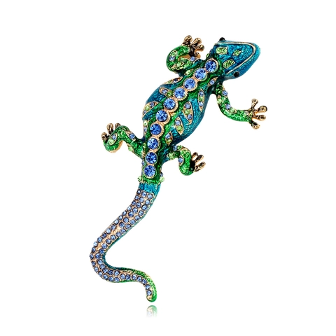 Spilla Vintage a Forma di Camaleonte Lucertola per Donna Uomo Retro Lega Smalto Animale Pin con Strass Gioielli Vestiti Regalo