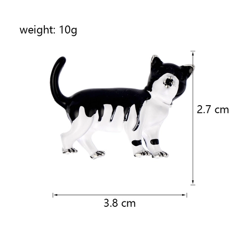 Broche de Gato de Esmalte de Moda para Mujeres Hombres Aleación Diamantes de Imitación Animal Caminando Pin para Traje Joyería
