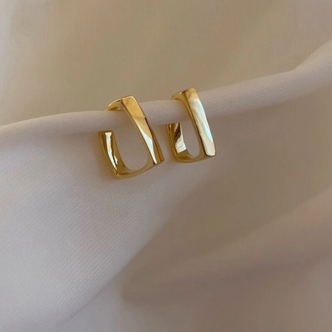 Minimalisti Orecchini Geometrici a Forma di U Dorati Stile Coreano in Lega di Zinco Orecchini a Cerchio per Donna Gioielli Moda