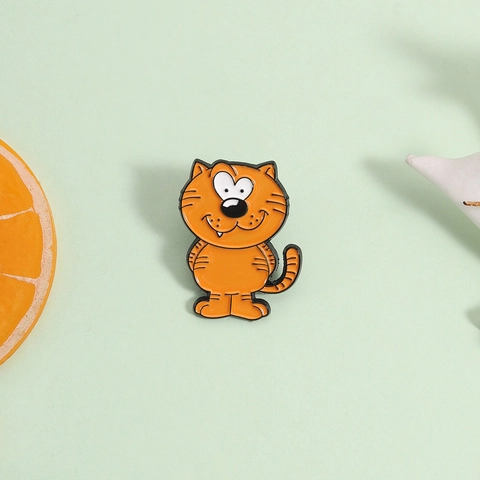 Cartoon Orange Katze Emaille Brosche Legierung Tier Reversnadel Abzeichen Für Kleidung Taschen Süße Tiger Muster Schmuck Geschenk