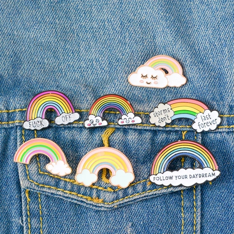 Spilla Creativa Arcobaleno in Smalto Carina Spilla Nuvola Distintivi Risvolto Lega Multicolore per Zaino Giacca Accessori Donna Bambini Gioielli