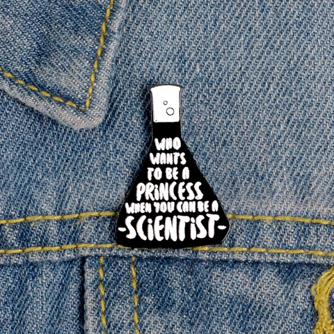 Cita de Científico Matraz Erlenmeyer Pin de Esmalte Laboratorio Química Solapa Broche para Mujeres Hombres Aleación Joyas Regalo