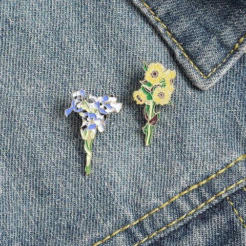 Spille da Balia in Lega di Smalto Artistico Ispirate a Van Gogh Girasole Iris Spilla da Risvolto Floreale per Zaino da Donna Gioielli Regalo