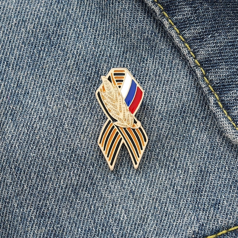 Broche de Aleación de Espiga de Trigo con Cinta Insignia Pin de Esmalte para Ropa Chaqueta Vaquera Decoración de Cuello