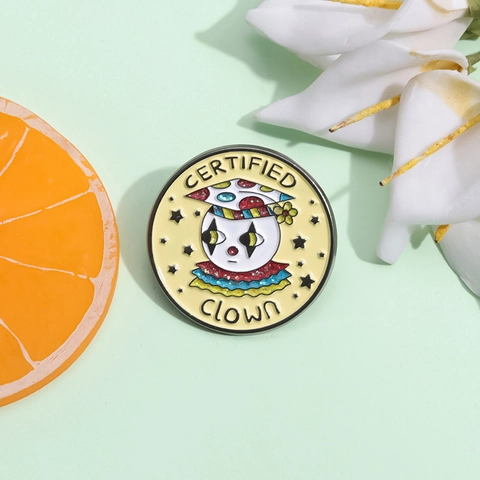 Cartoon Certified Clown Alloy Enamel Pin Badge Funny Whimsical Character Brooch For Graduation Bags Clothing Jewelry Gift