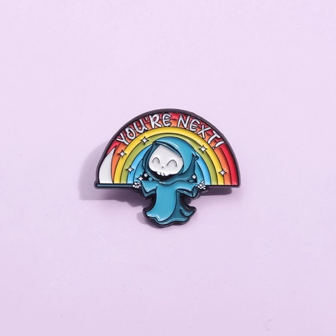 Pin de Esmalte You're Next Parca Arcoíris Broche de Aleación Divertido Fantasma Animado para Mochilas Ropa