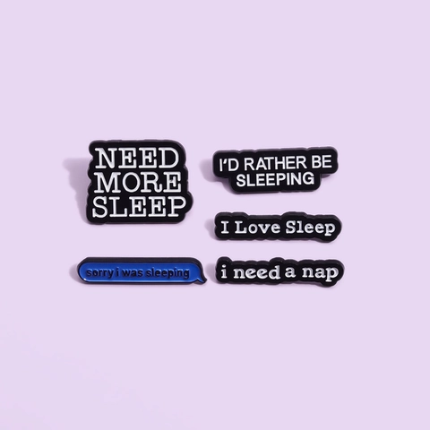 Alloy Enamel Pins Set Sleep Theme Letter Slogan Badges I Love Sleep Enamel Brooches For Backpacks Clothes Accessories Unisex Jewelry