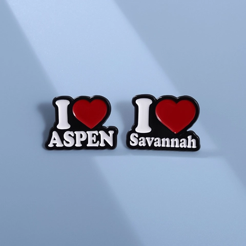 Broche en Émail en Alliage de Zinc Vintage I Love Aspen Savannah Badge Cœur pour Vêtements Sac à Dos Accessoires Homme Femme