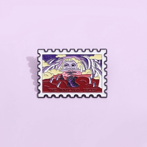Creative Cartoon Stamp Shape Enamel Pin Fantasy Island Skeleton Brooch Alloy Badge For Backpack Clothing Hat Decorative Jewelry Gift