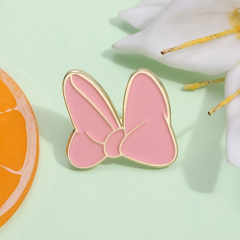 Cute Pink Bow Alloy Brooch Pin For Women Girls Cartoon Enamel Badge For Clothing Bag Accessories Decoration