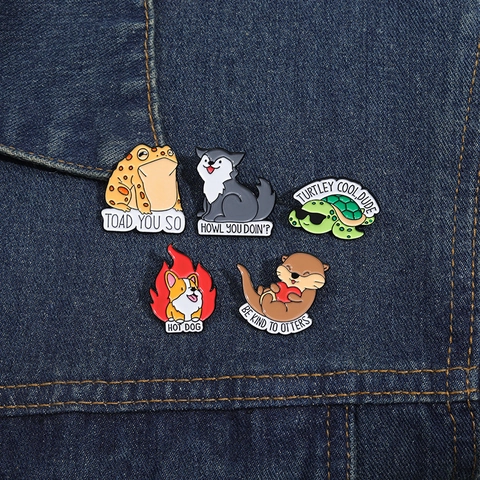 Mignonne Broche en Émail Animal de Dessin Animé Badge en Métal Alliage Humour Animal Bijoux Accessoire Cadeau Pour Femmes Hommes