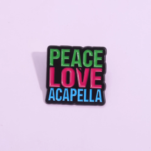 Spilla in Smalto Peace Love Acapella Lettera Colorata in Lega Pin da Risvolto per Zaino Giacca Abbigliamento Decorazione Gioielli a Tema Musicale
