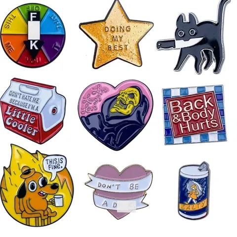 Ensemble de Broches en Alliage émaillé Amusant Dessin Animé Mème Broches pour Sacs à Dos Accessoires de Vêtements Badge Cadeau Bijoux