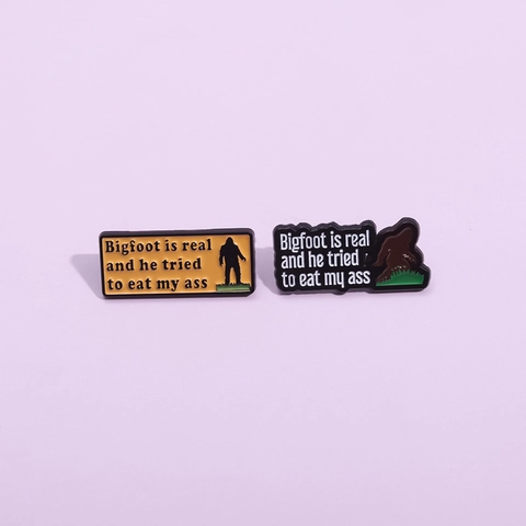 Funny Bigfoot Slogan Alloy Enamel Brooch Pin Creative Bigfoot Is Real Lacquer Lapel Pin For Clothing Backpack Decoration Jewelry