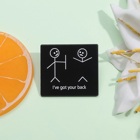 Humorvolle Brosche Mit I've Got Your Back Spruch Quadratische Emaille Brosche Aus Legierung Personalisiertes Abzeichen Unisex