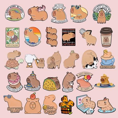Cute Cartoon Capybara Enamel Pin Brooch Animal Badge For Backpack Clothing Decoration Zinc Alloy Lacquered Pins For Women Men