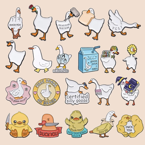 Broche de Esmalte de Ganso y Pato de Dibujos Animados Creativos Divertido Meme Animal Aleación Broche Lindo Silly Goose Insignia Joyería Regalo Para Bolsa Ropa