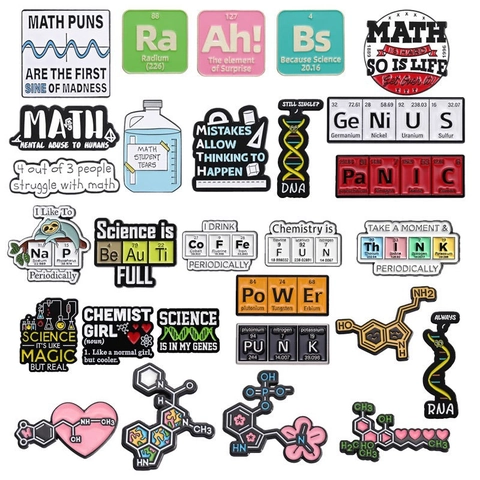 Creatieve Wetenschap Experiment Emaille Pins Set Gepersonaliseerde Cartoon Chemie Wiskunde Biologie Metalen Badge Voor Student Leraar Cadeau