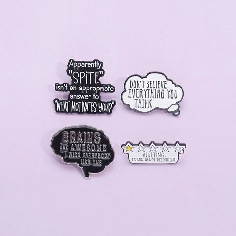 Ensemble de Broches en Émail Humoristiques et Sarcastiques en Alliage Peint Cerveau Bulle Badge Broche Citation Amusante